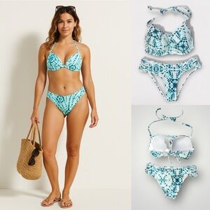 Hollister | Tie Dye Two Piece Bikini Bottoms Size Small Top 34D Padded Push Up
